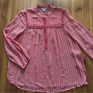 Lucky Brand lightweight beaded peasant top shirt blouse